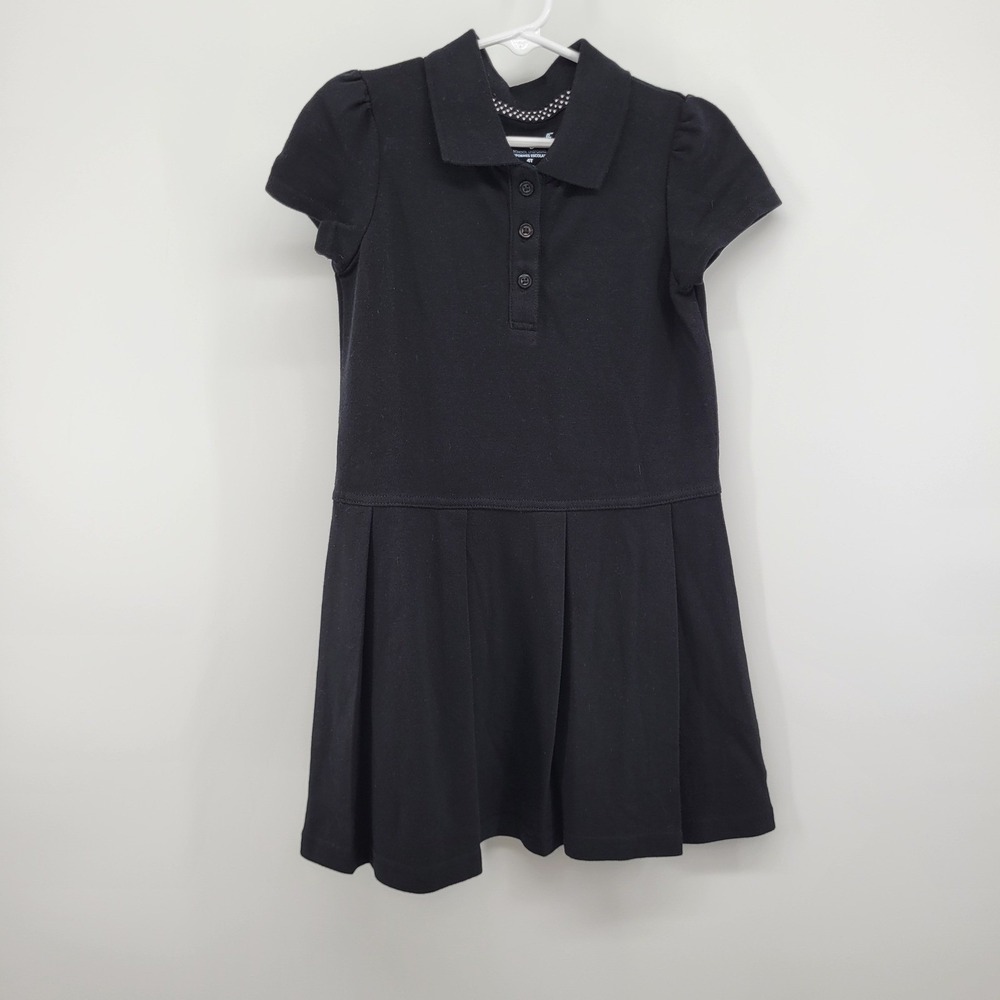 Cat & Jack Girls Black Short Sleeve Polo School Uniform Dress 4T Pleated Skirt